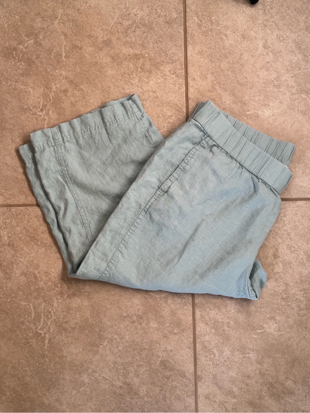 Pure Jill Linen Pull On Pants Womens XL Petite Light Blue Elastic Waist Casual - Picture 2 of 9